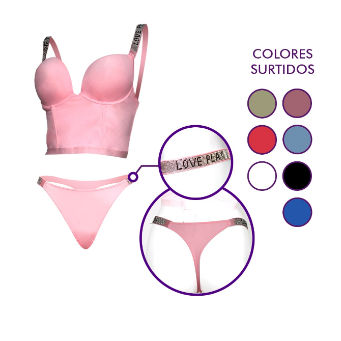 CONJUNTO DE LENCERÍA TIPO BUSTIER Y COLALESS