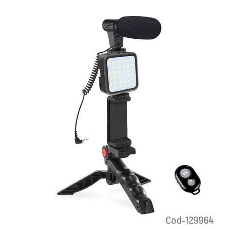 Kit Vloggins, Para Smartphone, Tripode, Estabilizador, Luz, Microfono, Control Remoto. Youtuber