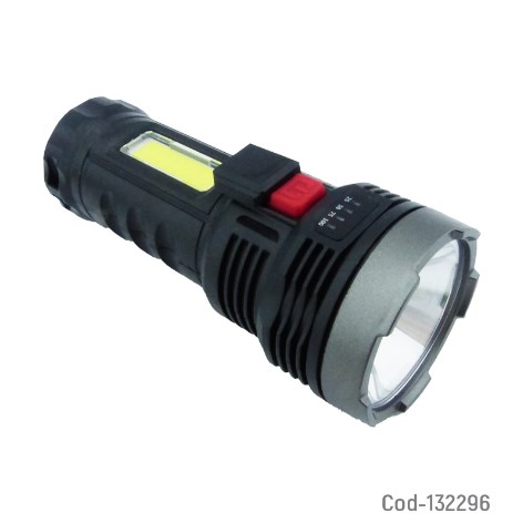 Linterna LED + 1 COB Recargable Con Indicador De Carga.