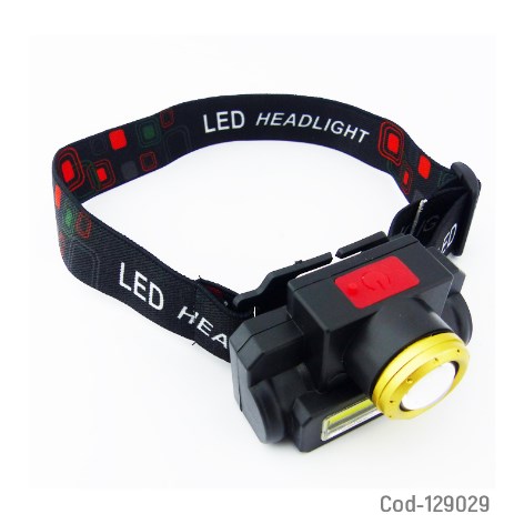 Linterna Minero 1 LED+COB, Con Zoom, Recargable USB, En Caja.